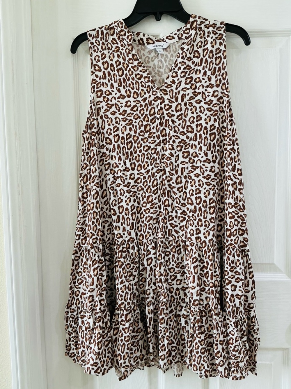 Nine West Sleeveless Leopard-Print Dress in Brown and Cream